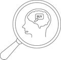 Buy Decision Process Brain, Magnifying Glass, Consumer Buying Royalty Free Stock Photo