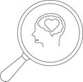 Emotional Intelligence Brain, Heart, and Magnifying Glass Royalty Free Stock Photo