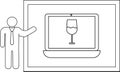 Online Wine Tasting Presentation, Laptop, Man Outline Royalty Free Stock Photo