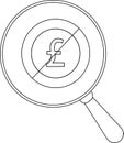 No Pound Sign, Magnifying Glass Economic Downturn Concept Royalty Free Stock Photo
