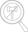No Auction Sign Hammer in Magnifying Glass, Prohibition Royalty Free Stock Photo
