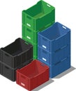 Colorful stack of empty crates Royalty Free Stock Photo