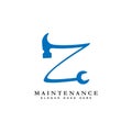Letter Z House Maintenance Logo. Alphabet Z Building Construction Icon Royalty Free Stock Photo