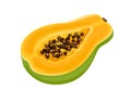 Ripe papaya cut in half isolated on white background. Royalty Free Stock Photo