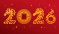 2026 Year of the Fire Horse Chinese New Year Typography Illustration Vector Royalty Free Stock Photo