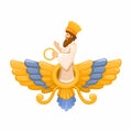 Zarathustra Ancient Persian Spiritual Symbol with Winged Figure Illustration Vector Isolated on White Background Royalty Free Stock Photo