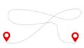 Route icon between two points with dotted line. location pointer one line. GPS navigation line route mark. dotted path Royalty Free Stock Photo