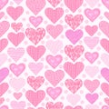 Patchwork all pink colored hearts and polka dots seamless pattern Royalty Free Stock Photo
