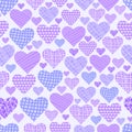 Patchwork purple hearts seamless pattern Royalty Free Stock Photo
