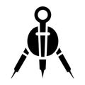 Architect Drafting Compass Flat Icon,Technical Drawing Tool Silhouette Design Royalty Free Stock Photo