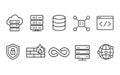 Cloud Computing and Cyber Security Line Icons Set Server, Database, DevOps, Network Vector Royalty Free Stock Photo