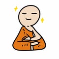 illustration of cartoon calm buddha, monk cartoon Royalty Free Stock Photo