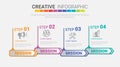 business concept timeline arrows. Infographics layout with 4 steps