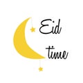 Eid celebration party print illustration with new moon. Eid time concept poster decoration for family gifts and cards.