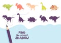 Cute dinosaurs.Find the correct shadow