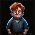 Art illustration of funny cartoon miniature male character