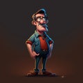 Art illustration of funny cartoon miniature male character