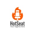 Hot Seat. Chair with Fire Flame Silhouette Illustration Logo Royalty Free Stock Photo