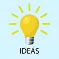 Light bulb icon in flat style lamp vector illustration on blue isolated background idea solution thinking sign business concept Royalty Free Stock Photo