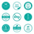 Set of BPA FREE Logo. No Bisphenol A 100%. Flat vector icon for non-toxic plastic. Logo and badge for drinking water bottle. Royalty Free Stock Photo