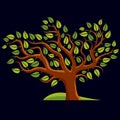 Art illustration of spring branchy tree, stylized ecology symbol Royalty Free Stock Photo