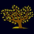 Art illustration of spring branchy tree, stylized ecology symbol Royalty Free Stock Photo