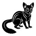 Vector silhouette image of Galago on white background Royalty Free Stock Photo