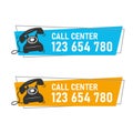 Vector template of call center information banner. Royalty Free Stock Photo