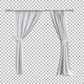 White curtains, transparent tulle for a door or window opening.