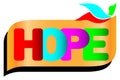 The word HOPE concept written in colorful abstract typography, Bird flying icon, vecttor