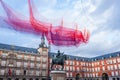Art installation above Madrid`s main square Royalty Free Stock Photo