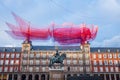 Art installation above Madrid`s main square Royalty Free Stock Photo