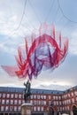 Art installation above Madrid`s main square Royalty Free Stock Photo