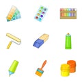 Art instruments for painting icons set Royalty Free Stock Photo