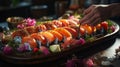 fresh and vibrant sushi rolls Royalty Free Stock Photo