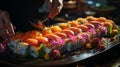 fresh and vibrant sushi rolls Royalty Free Stock Photo