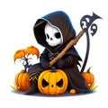 Art For Kids, Halloween Cute The Cute Grim Reaper Holding Scythe