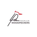 Art line woodpecker logo design vector