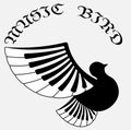 Logo of classical music in the form of a bird with wings from piano keys