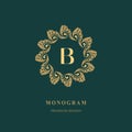 Art logo design. Capital letter B. Elegant round emblem. Beautiful creative monogram. Graceful sign for Royalty, business card,