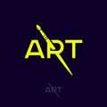 Art Logo. R Monogram With Art Brush. Artistic School Or Gallery Emblem. Typography. Royalty Free Stock Photo