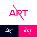 Art Logo. R Monogram With Art Brush. Artistic School Or Gallery Emblem. Typography. Royalty Free Stock Photo
