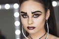 The art of makeup girl with black eyebrows Royalty Free Stock Photo