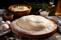 The art of making Easter bread, with hands shaping the dough, surrounded by essential ingredients and utensils integral