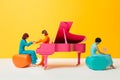 colourful art trend music illustration modern concept performance people piano. Generative AI.