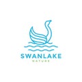 Art modern minimalist swan goose lake logo