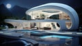 Art Moderne architecture. Futuristic Haus