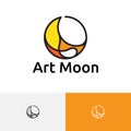 Art Moon Colorful Crescent Sky Outline Logo