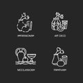 Art movements chalk white icons set on black background Royalty Free Stock Photo