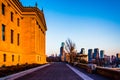 The Art Museum and skyline at sunset, in Philadelphia, Pennsylvania. Royalty Free Stock Photo